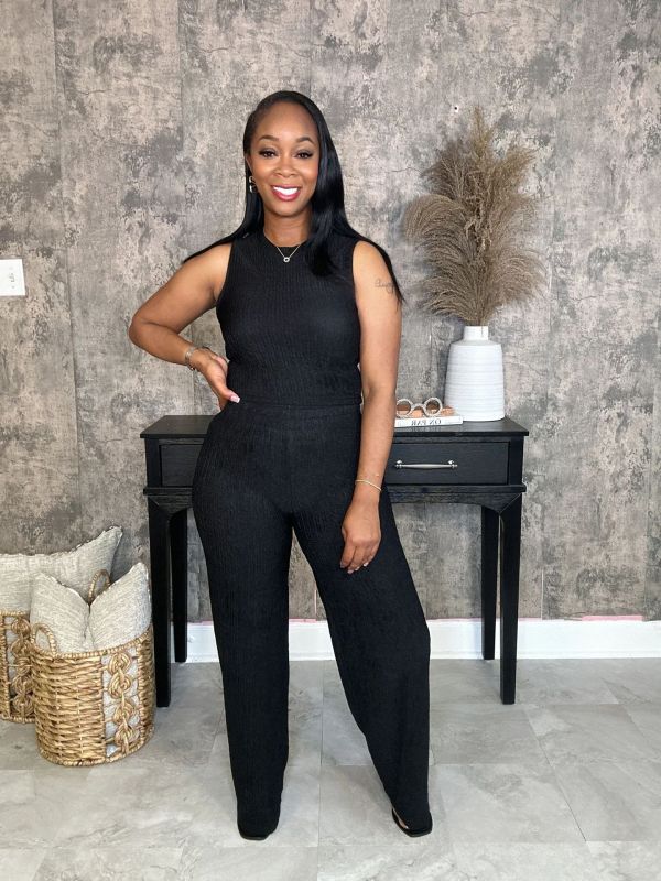 EVE Sleeveless Solid Color Two Piece Pants Set XHXF-8728