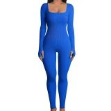 EVE Plus Size Solid Color Square Neck Sport Jumpsuit GWTC-LTCX5203