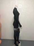 EVE Long Sleeve Solid Color Mini Dress+Stockings 2 Piece Set GWTC-W0316
