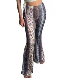 EVE Plus Size Bohemian Slim Flared Printed Pants GWTC-W0730