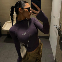 EVE Tight Zipper Long Sleeve Tops GWTC-LZY015