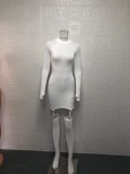 EVE Long Sleeve Solid Color Mini Dress+Stockings 2 Piece Set GWTC-W0316