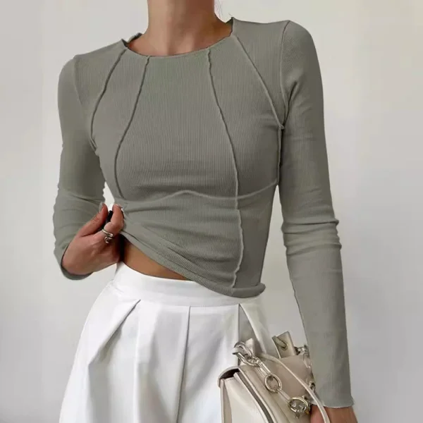 EVE Solid Color Long Sleeve Tops GWTC-W0764