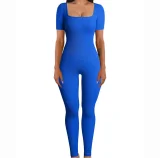 EVE Plus Size Solid Color Square Neck Sport Jumpsuit GWTC-LTCX5203