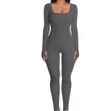 EVE Plus Size Solid Color Square Neck Sport Jumpsuit GWTC-LTCX5203