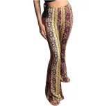 EVE Plus Size Bohemian Slim Flared Printed Pants GWTC-W0730