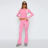 EVE Solid Color Casual Two Piece Pants Set GWTC-W0719