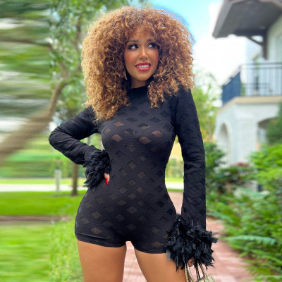 EVE Feather Tassel Long Sleeve Romper GYHF-6905JR