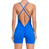 EVE Solid Coloar Backless Yoga Sport Romper GQSA-43014