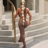 EVE Deep V Neck Tie Up Bodysuit Pants Suit  XEF-K25S78349