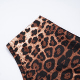 EVE Leopard Print Twist-Knot Patchwork Romper MXBF-J25RP214