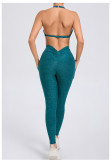 EVE Halterneck Solid Tops Sport Yoga Pants Suit GQSA-74068/46442