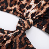 EVE Leopard Print Twist-Knot Patchwork Romper MXBF-J25RP214