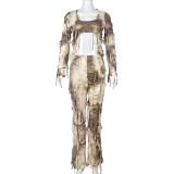 EVE Print Long Sleeve T Shirt Two Piece Pant Set GYHF-9638SD