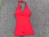 EVE Solid Color Halterneck Tie Up Sport Romper GQSA-2283