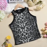 EVE Leopard Print Sequin Tank Tops GYHF-51460TBD