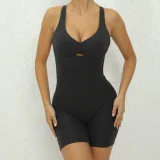 EVE Solid Color Hollow Out Sport Romper GQSA-21431