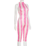 EVE Snake Print Tie Up Backless Jumpsuit GDSF-D25JP342