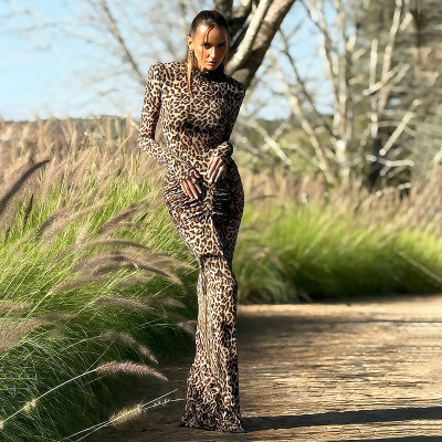 EVE Long Sleeve Print Pleated Maxi Dress XEF-K25D79845