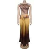 EVE Sexy Off-Shoulder Gradient Color Maxi Dress BY-7473