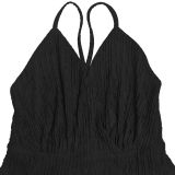 EVE Solid Color V Neck Backless Mini Dress BY-7472