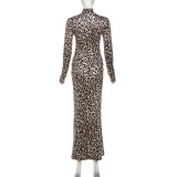 EVE Long Sleeve Print Pleated Maxi Dress XEF-K25D79845