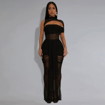 EVE See Through Mesh Dress Two Piece Set BY-7492