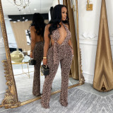 EVE Leopard Print Backless Slim Jumpsuit BY-7495