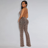 EVE Leopard Print Backless Slim Jumpsuit BY-7495