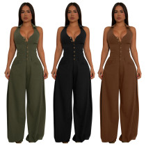 EVE Sleeveless Backless Solid Maxi Dress YF-10884