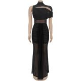 EVE See Through Mesh Dress Two Piece Set BY-7492