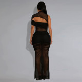 EVE See Through Mesh Dress Two Piece Set BY-7492
