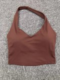 EVE Solid Color Halterneck Backless Sport Tank Tops GQSA-11359