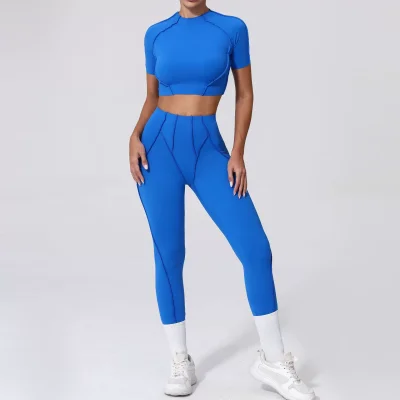 EVE Short Sleeve Sport Yoga Two Piece Shorts Set GQSA-4510/87652