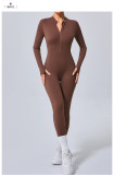 EVE Long Sleeve Zipper Yoga Tight Jumpsuit GQSA-5025