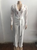 EVE Lace Patchwork Wide Leg Jumpsuit OSM-4492