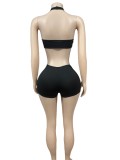 EVE Sexy Wrap Chest Halterneck Short Suit GFCF-1403
