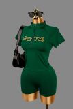 EVE Short Sleeve Letter Print Two Piece Shorts Set YWXS-K25L1035