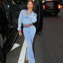 EVE Stripe Color Block Long Sleeve Pants Suit XEF-K25S78877