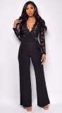 EVE Lace Patchwork Wide Leg Jumpsuit OSM-4492