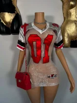 EVE Letter Embroidered Lace See Through Mini Dress YWXS-K25L934