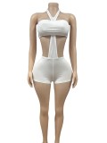EVE Sexy Wrap Chest Halterneck Short Suit GFCF-1403