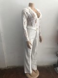EVE Lace Patchwork Wide Leg Jumpsuit OSM-4492