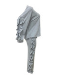 EVE Ruffles Long Sleeve Tops Pants Loose Suit LSD-2548