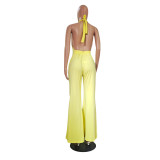 EVE Halterneck Backless Solid Loose Jumspuit GCNF-0174