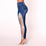 EVE Lace Hollow Out Patchwork Jeans GXJF-25554