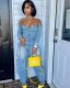EVE Off Shoulder Long Sleeve Denim Jumpsuit LSD-2531