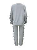 EVE Ruffles Long Sleeve Tops Pants Loose Suit LSD-2548