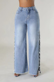 EVE Split Metal Chain Diamond Straight Jeans LSD-2522
