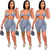 EVE Sexy Halterneck Bra And Shorts Two Piece Set GCNF-0093